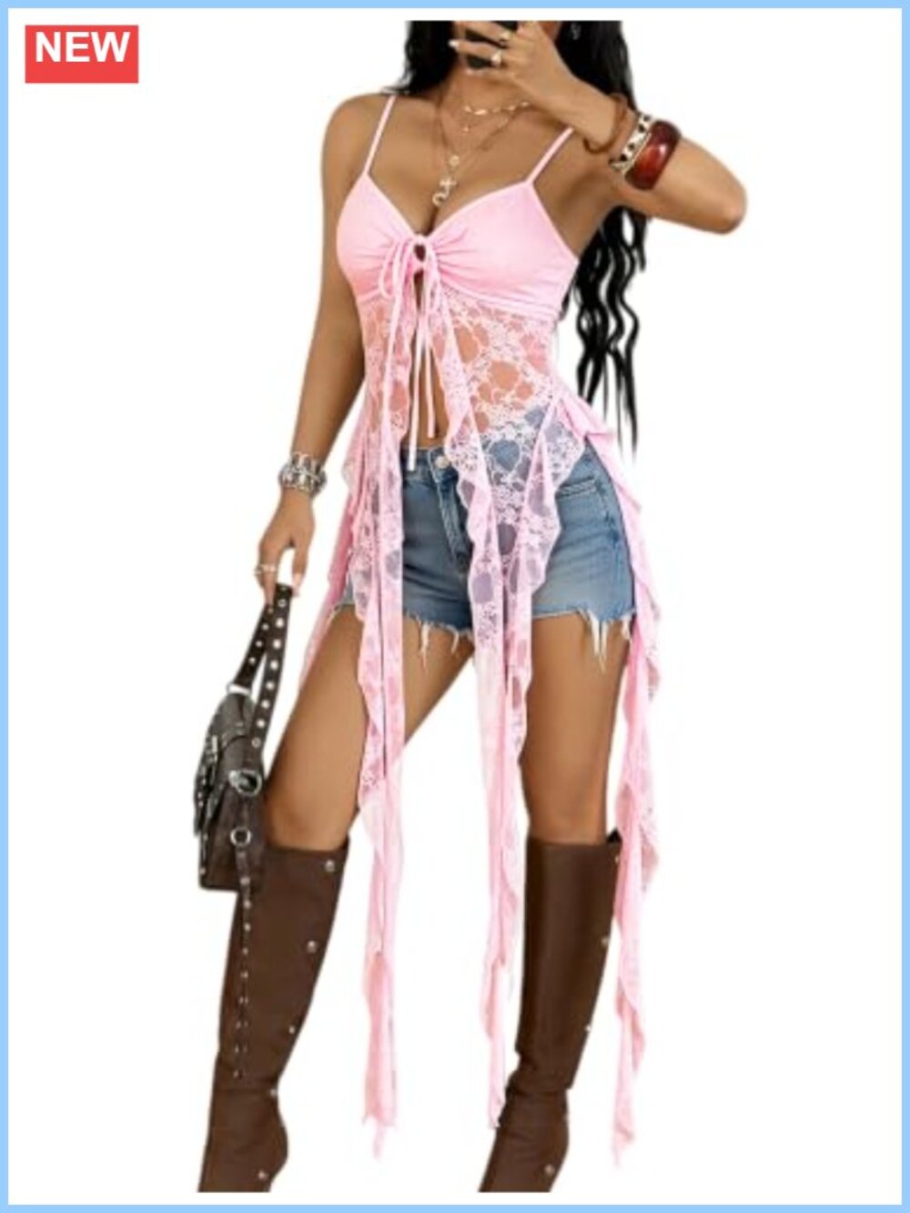 Lace Babydoll Open Front Asymmetrical Chemise Lingerie Club Outfit